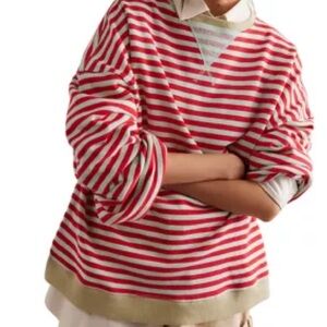 NWT We The Free Nautical Striped Women's oversized crewneck